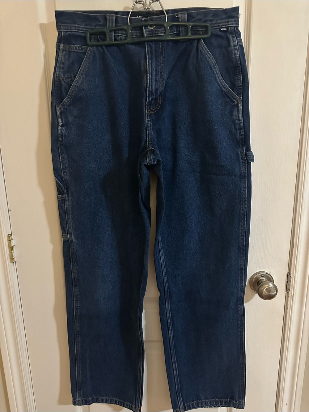 Men's Dark Blue Denim Work Jeans - Classic Straight Fit